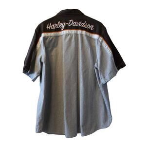 Harley Davidson Button Down Striped Short Sleeve Brown Size 2XL